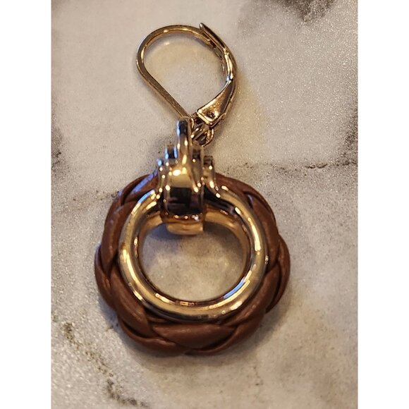 Chaps Gold-Tone & Brown Braided Hoop Leverback Earrings For Women - Picture 4 of 5